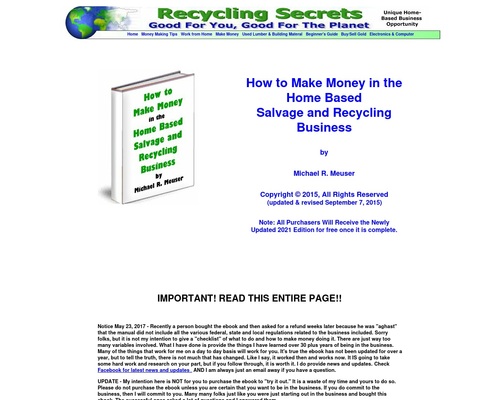 How to Make Money in the Home Based Salvage and Recycling Business